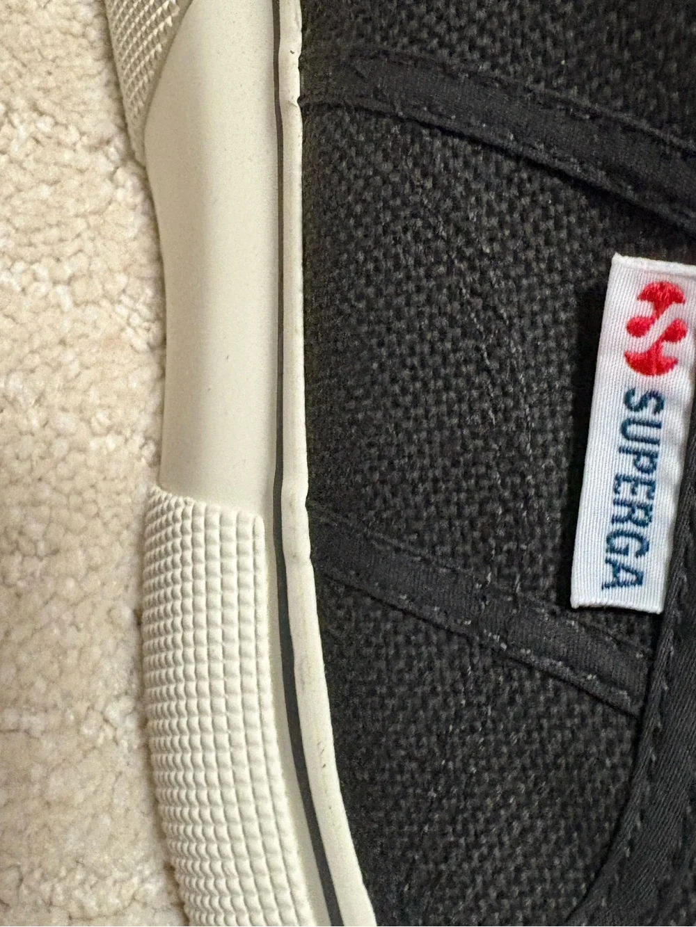 Superga Black Canvas Platform Lace-Up Sneakers with Cream Sole